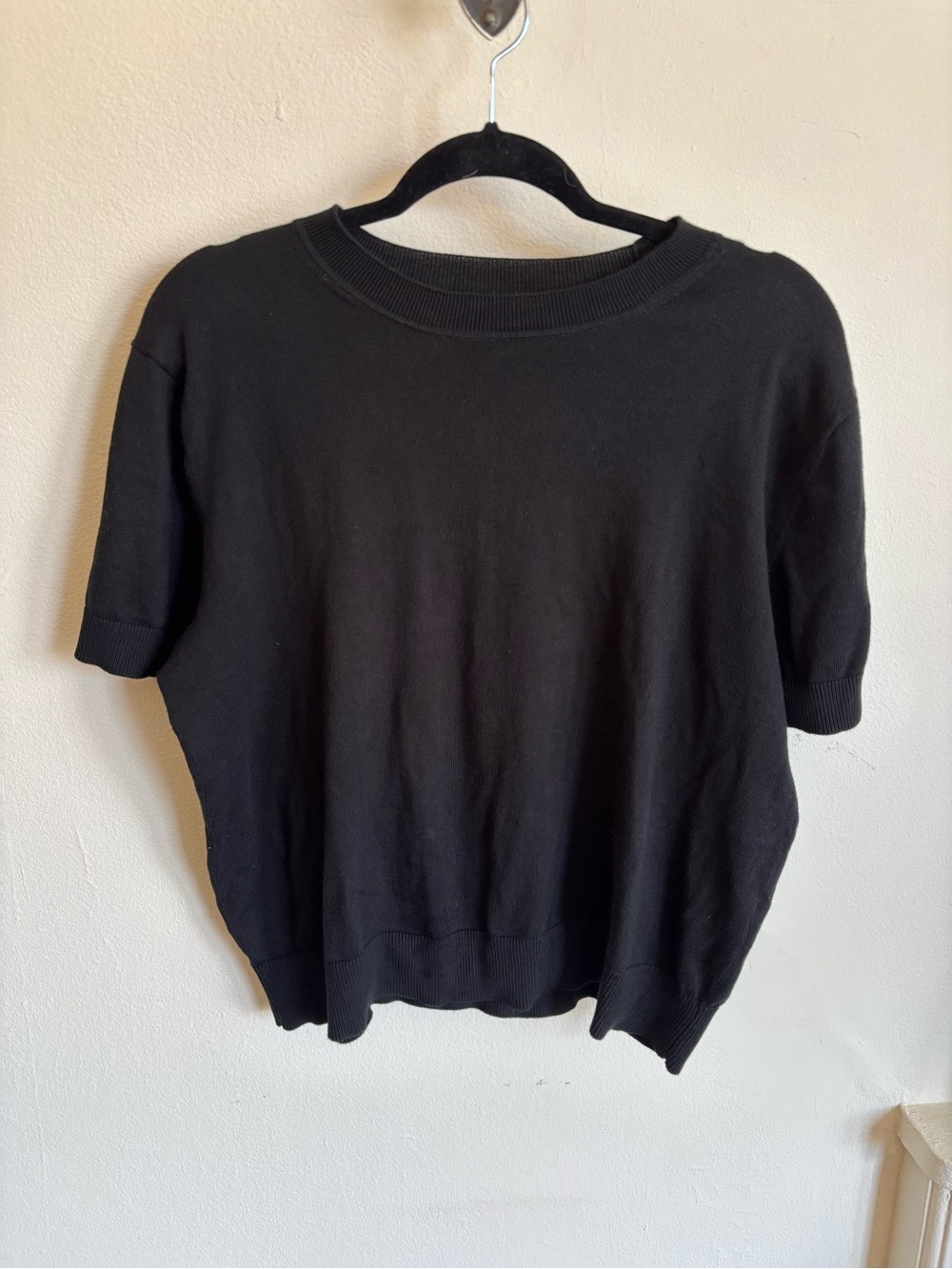 Cotton blend short sleeve sweater